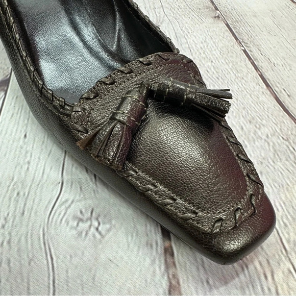 stuart weitzman leather designer kitten heel pump bronze color sz 9 SS narrow - Picture 10 of 14